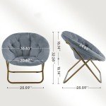 Cozy Faux Fur Folding Saucer Chair in Grey