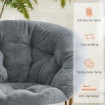 Cozy Faux Fur Folding Saucer Chair in Grey