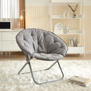 Super Soft Gray Microsuede Saucer Chair 30