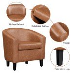 Renwick Brown Faux Leather Barrel Chair & Ottoman