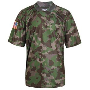 Pullonsy Unisex Patriotic Military Football Jerseys for Men Adult Memorial Day Shirts Patriot Flag Outfits Camouflage Jersey Size Large