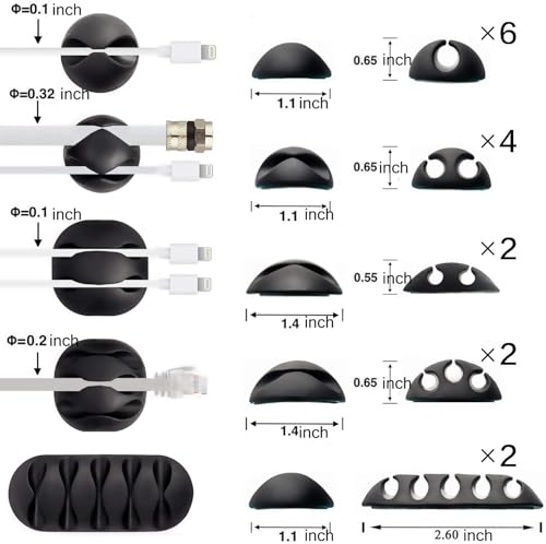 OHill 16 Pack Black Cable Clips for Organizing