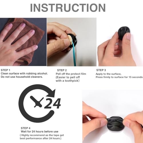 OHill 16 Pack Black Cable Clips for Organizing