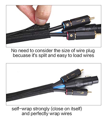 Alex Tech 25ft Cord Protector for Cables – Black