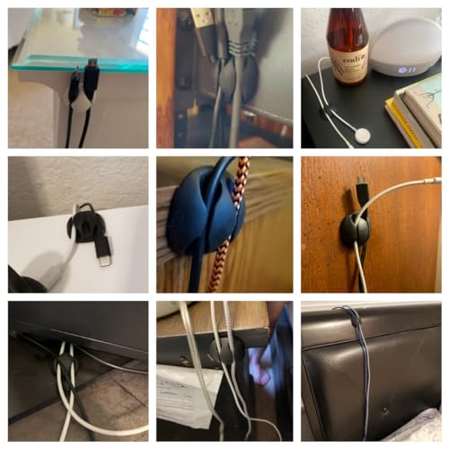 OHill 16 Pack Black Cable Clips for Organizing