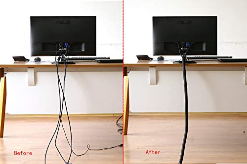 Alex Tech 25ft Cord Protector for Cables – Black
