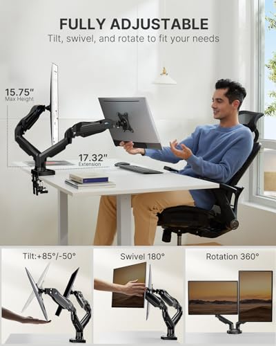 HUANUO Dual Monitor Stand with Gas Spring