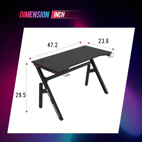 Ergonomic 47-Inch Gaming Desk with Cup Holder