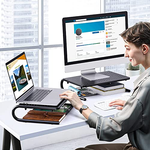 Ventilated Metal Monitor Stand for Computer & Laptop
