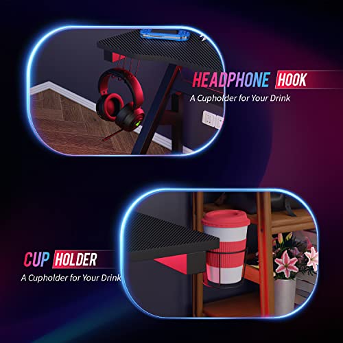 Ergonomic 47-Inch Gaming Desk with Cup Holder