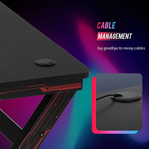 Ergonomic 47-Inch Gaming Desk with Cup Holder