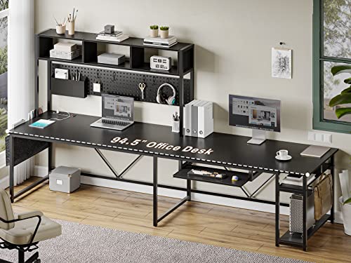 L-Shaped Gaming Desk with LED Lights and Power Outlet