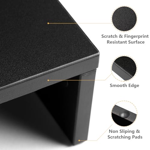 Adjustable Dual Monitor Stand with Storage Shelves
