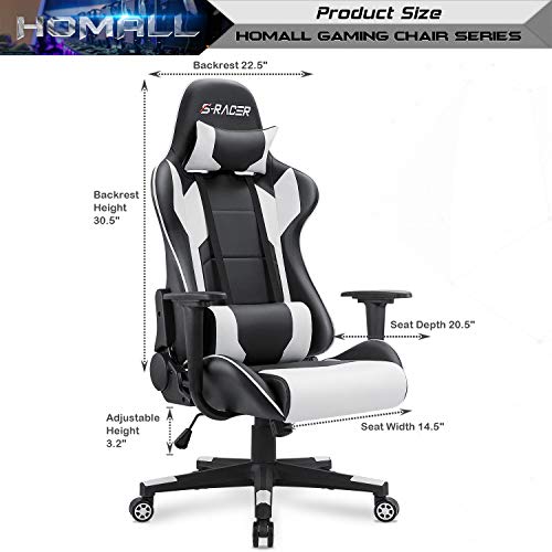 Ergonomic Gaming Chair with Armrests and Footrest