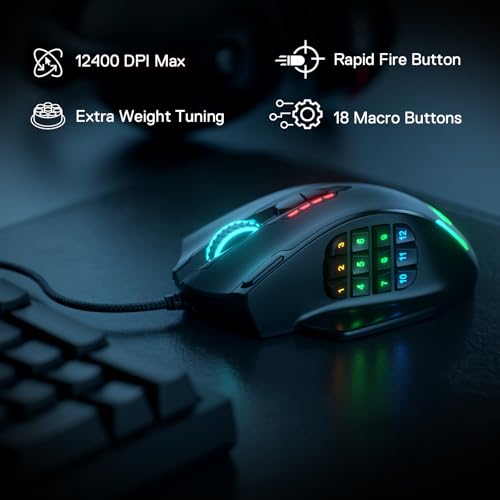 Redragon M908 RGB Gaming Mouse with 19 Programmable Buttons