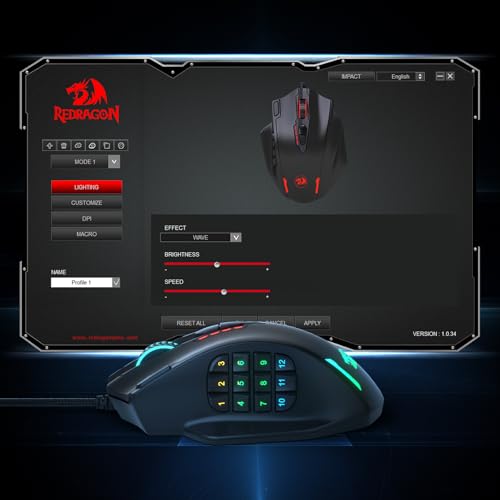 Redragon M908 RGB Gaming Mouse with 19 Programmable Buttons