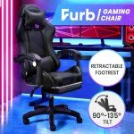 RGB LED Massage Gaming Recliner Chair with Footrest