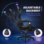 RGB LED Massage Gaming Recliner Chair with Footrest
