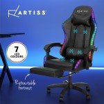 Artiss LED Massage Gaming Chair with Footrest