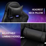 RGB LED Massage Gaming Recliner Chair with Footrest