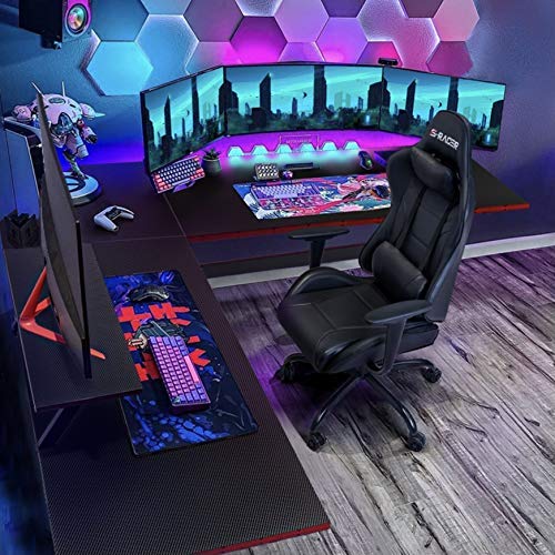 L-Shaped Gaming Desk with Monitor Stand