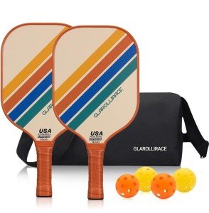 Wood Pickleball Paddle Set with Balls & Bag