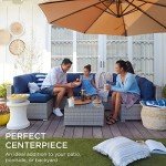 7-Piece Modular Wicker Patio Conversation Set - Gray/Navy