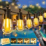 Dimmable Outdoor String Lights with Remote - 70FT