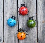 Cute Ladybug Metal Wall Art Set for Outdoors