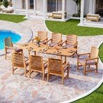 9-Piece Acacia Wood Expandable Patio Dining Set