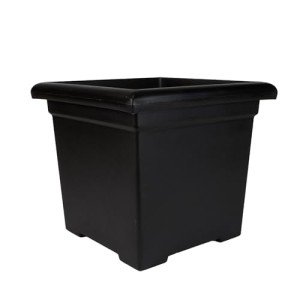 15.5-Inch Lightweight Square Outdoor Planter in Black