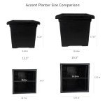 15.5-Inch Lightweight Square Outdoor Planter in Black