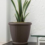 Suncast 18" Round Wicker Style Planter Pot