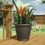 Suncast 18" Round Wicker Style Planter Pot