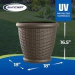 Suncast 18" Round Wicker Style Planter Pot