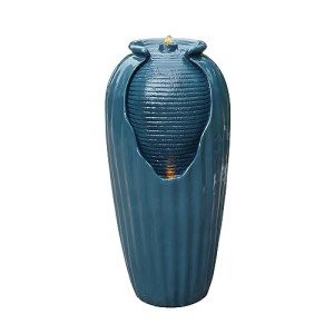 Teal Blue 32" Outdoor LED Water Fountain
