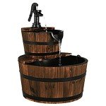 Rustic 2-Tier Barrel Waterfall Fountain for Outdoors