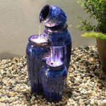 Cobalt Blue 4-Tier Outdoor Garden Fountain