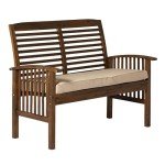 Modern Acacia Wood Patio Loveseat with Cushions