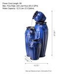 Cobalt Blue 4-Tier Outdoor Garden Fountain