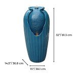 Teal Blue 32" Outdoor LED Water Fountain