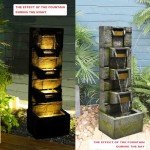 Modern Outdoor Water Fountain with Lights - 41”