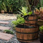 Rustic 2-Tier Barrel Waterfall Fountain for Outdoors