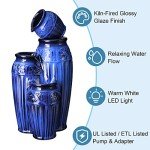Cobalt Blue 4-Tier Outdoor Garden Fountain