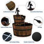 Rustic 2-Tier Barrel Waterfall Fountain for Outdoors