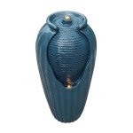 Teal Blue 32" Outdoor LED Water Fountain