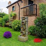 Modern Outdoor Water Fountain with Lights - 41”