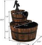 Rustic 2-Tier Barrel Waterfall Fountain for Outdoors