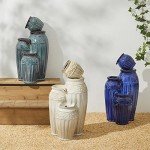 Cobalt Blue 4-Tier Outdoor Garden Fountain