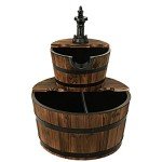 Rustic 2-Tier Barrel Waterfall Fountain for Outdoors